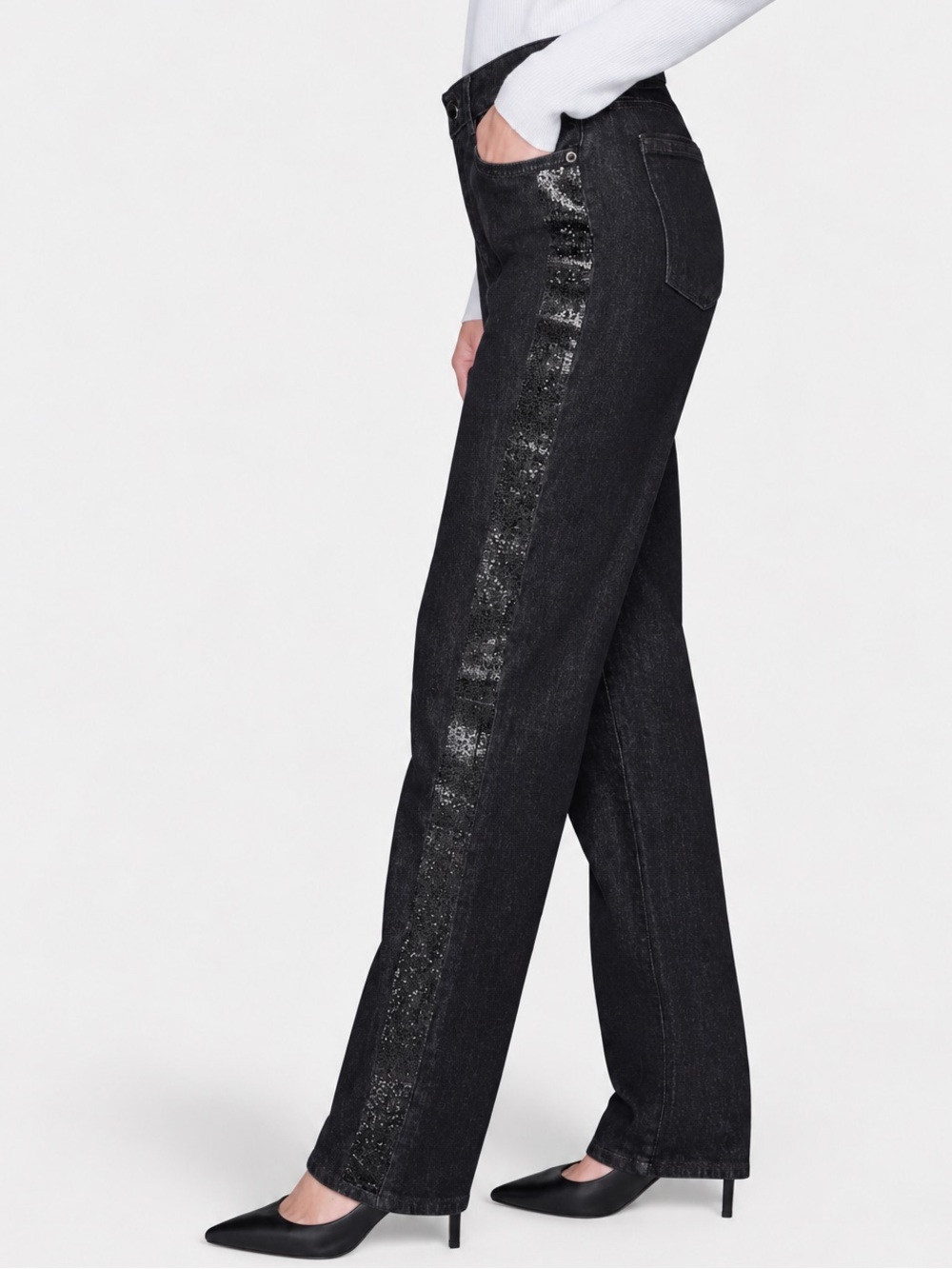 Karl Lagerfeld Black Rhinestone Sparkle Jeans Size 4 NWT